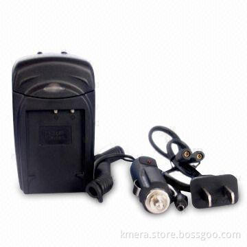 Camera Battery Charger with DC 12 to 24V Car Voltage, Measures 9.0 x 5.0 x 3.5cm